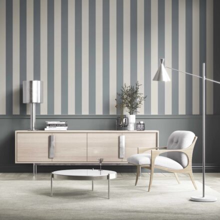 'Condare' Neutral Geometric Striped Wallpaper (Slate Blue/ Grey) - Image 2