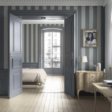 'Condare' Neutral Geometric Striped Wallpaper (Slate Blue/ Grey) - Image 4