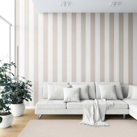 'Asmara' Neutral Geometric Striped Wallpaper (Beige/ Greige/ White) - Image 2