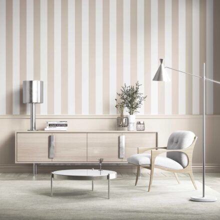 'Asmara' Neutral Geometric Striped Wallpaper (Beige/ Greige/ White) - Image 6