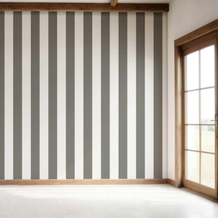 'Cinereous' Neutral Geometric Striped Wallpaper (Dark Grey/ White) - Image 7