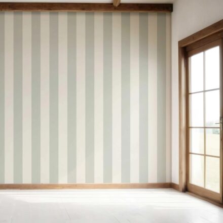 'Sakin' Neutral Geometric Striped Wallpaper (Sage Grey/ Cream) - Image 7