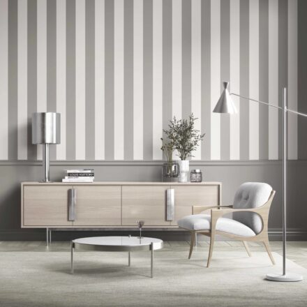 'Shadow' Neutral Geometric Striped Wallpaper (Grey/ White) - Image 4