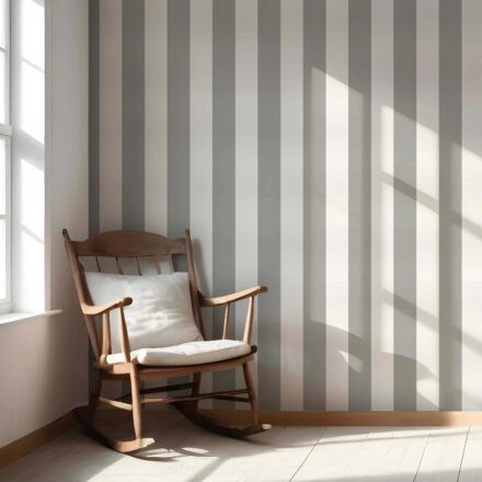 'Shadow' Neutral Geometric Striped Wallpaper (Grey/ White) - Image 6
