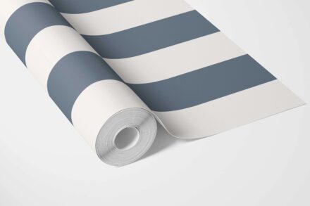 'Crayon' Neutral Geometric Striped Wallpaper (Slate Blue/ White) - Image 3