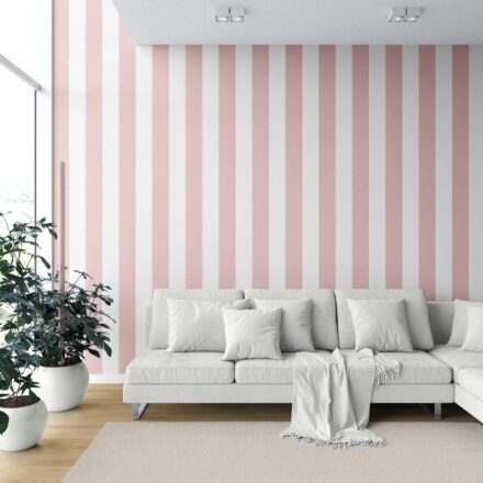 'Timberland' Geometric Striped Wallpaper (Blush Pink/ White) - Image 2