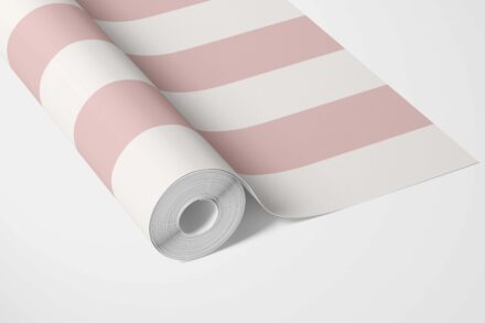 'Timberland' Geometric Striped Wallpaper (Blush Pink/ White) - Image 3