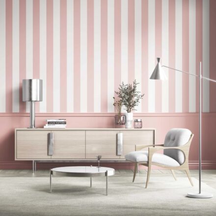 'Timberland' Geometric Striped Wallpaper (Blush Pink/ White) - Image 5