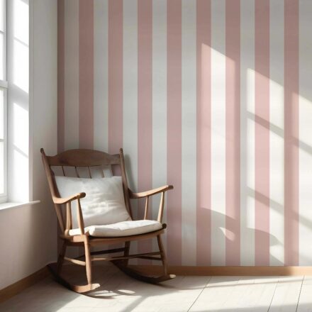 'Timberland' Geometric Striped Wallpaper (Blush Pink/ White) - Image 6