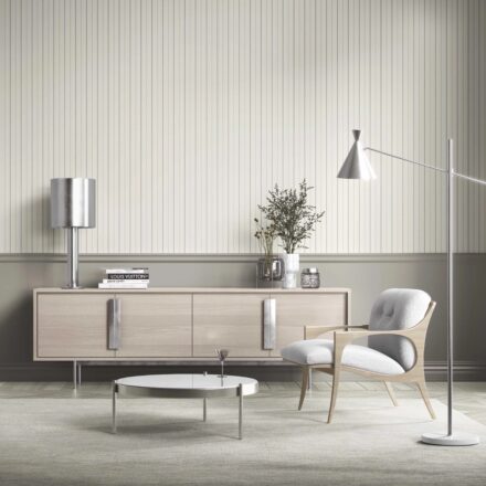 'Dawn Dew' Neutral Geometric Striped Wallpaper (Sage Grey/ Beige/ Cream) - Image 3