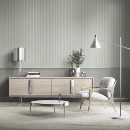 'Danube' Neutral Geometric Striped Wallpaper (Green-Grey) - Image 3