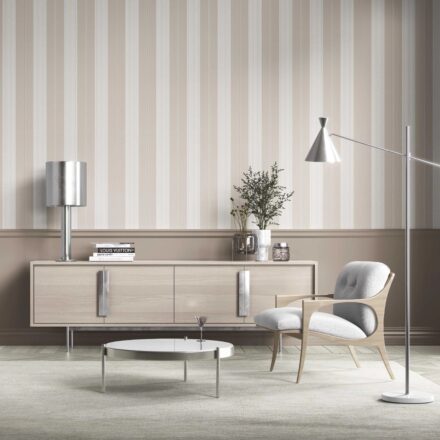 'Dril' Neutral Geometric Striped Wallpaper (Greige/ Beige/ Warm Grey) - Image 2