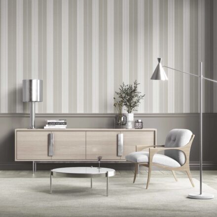 'Avalanche' Neutral Geometric Striped Wallpaper (Grey) - Image 2