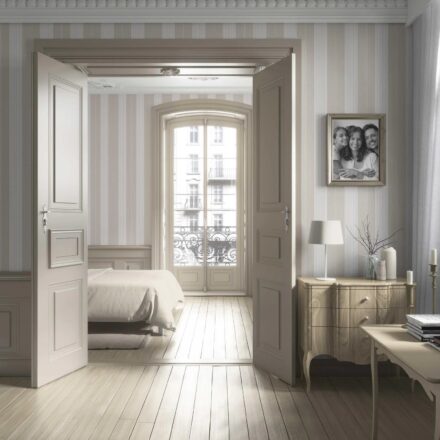 'Luxora' Neutral Geometric Striped Wallpaper (Beige/ Greige/ Warm Grey) - Image 4