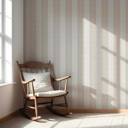 'Luxora' Neutral Geometric Striped Wallpaper (Beige/ Greige/ Warm Grey) - Image 5