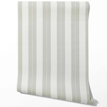 'Quill' Neutral Geometric Striped Wallpaper (Grey-Green)