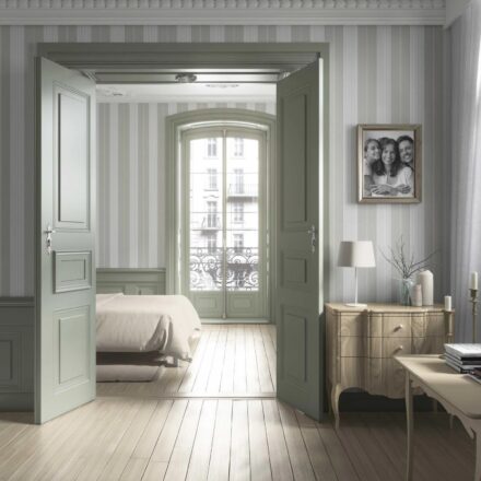 'Quill' Neutral Geometric Striped Wallpaper (Grey-Green) - Image 4
