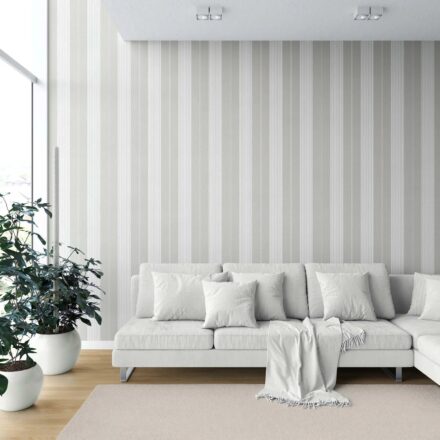 'Quill' Neutral Geometric Striped Wallpaper (Grey-Green) - Image 6
