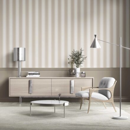 'Pipe Dream' Neutral Geometric Striped Wallpaper (Beige) - Image 2