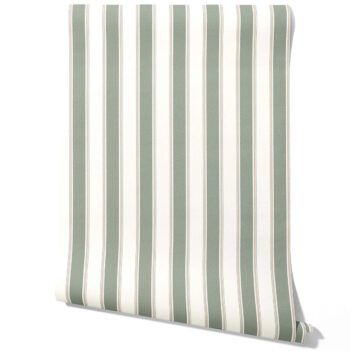 'Charisma' Geometric Striped Wallpaper (Grey-Green)