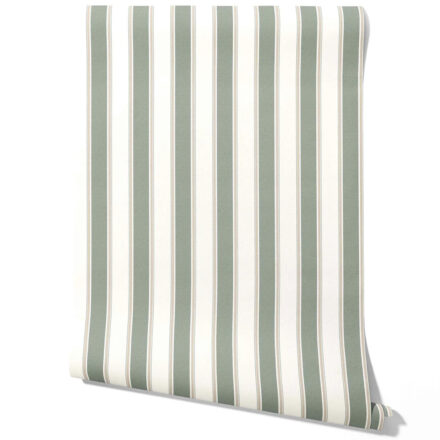 'Charisma' Geometric Striped Wallpaper (Grey-Green)