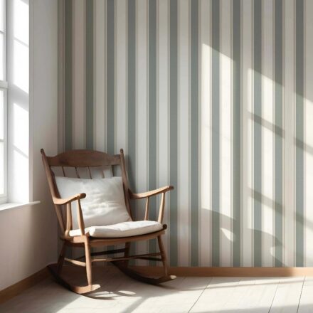 'Charisma' Geometric Striped Wallpaper (Grey-Green) - Image 5