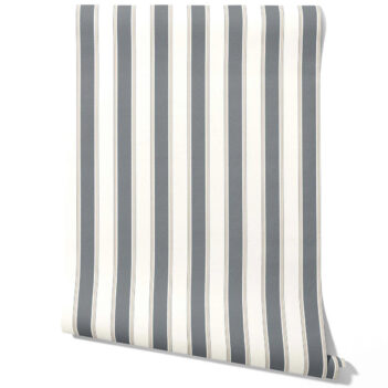 'Temara' Neutral Geometric Striped Wallpaper (Slate Blue/ Grey)