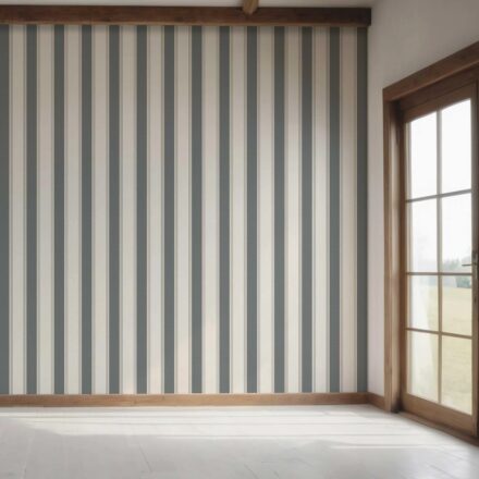'Temara' Neutral Geometric Striped Wallpaper (Slate Blue/ Grey) - Image 7