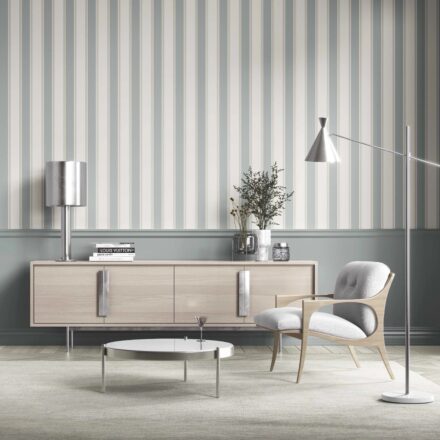 'Atrina' Geometric Striped Wallpaper (Mint Green/ Grey) - Image 6