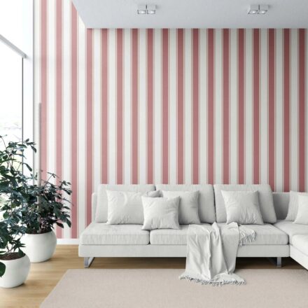 'Mauvelous' Geometric Striped Wallpaper (Pastel Pink) - Image 2