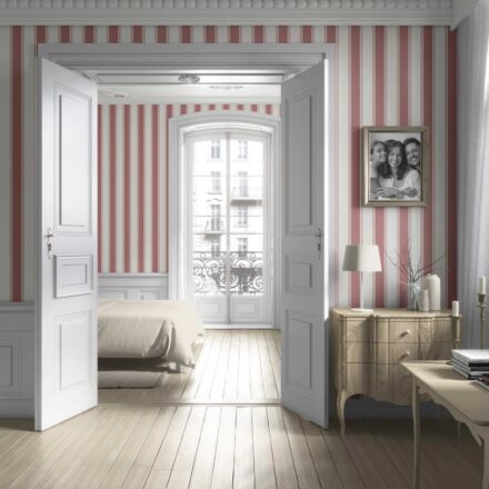 'Mauvelous' Geometric Striped Wallpaper (Pastel Pink) - Image 4