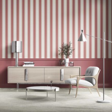 'Mauvelous' Geometric Striped Wallpaper (Pastel Pink) - Image 6
