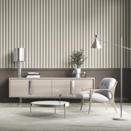'Taraka' Neutral Geometric Striped Wallpaper (Brown/ Beige/ Taupe Grey) - Image 6