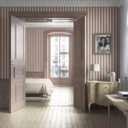 'Southwold' Geometric Striped Wallpaper (Brick Red/ Dusty Pink) - Image 2