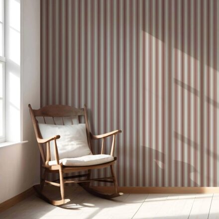 'Southwold' Geometric Striped Wallpaper (Brick Red/ Dusty Pink) - Image 4