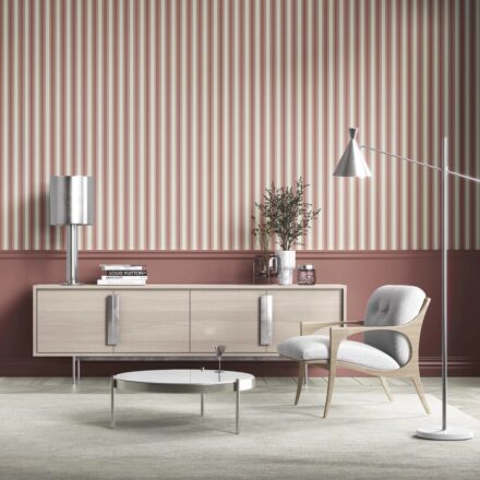'Southwold' Geometric Striped Wallpaper (Brick Red/ Dusty Pink) - Image 5