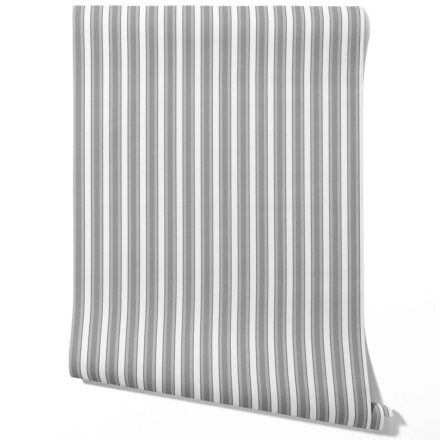 'Country Charm' Neutral Geometric Striped Wallpaper (Grey)