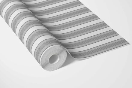 'Country Charm' Neutral Geometric Striped Wallpaper (Grey) - Image 3