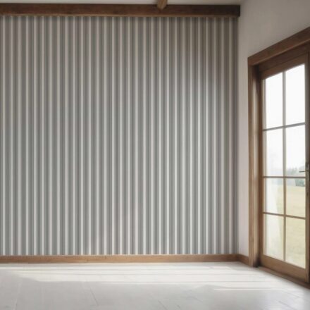 'Country Charm' Neutral Geometric Striped Wallpaper (Grey) - Image 7