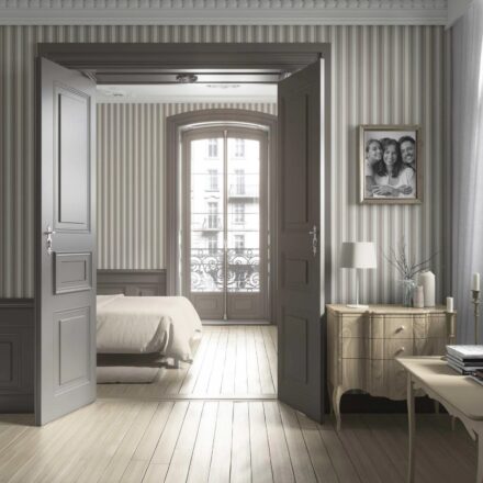 'Cloud Forest' Neutral Geometric Striped Wallpaper (Beige/ Brown/ Warm Grey) - Image 2