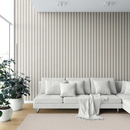 'Cloud Forest' Neutral Geometric Striped Wallpaper (Beige/ Brown/ Warm Grey) - Image 5
