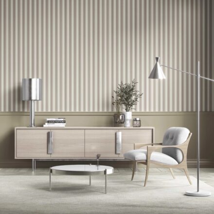 'Cloud Forest' Neutral Geometric Striped Wallpaper (Beige/ Brown/ Warm Grey) - Image 6
