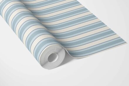 'Sea Holly' Geometric Striped Wallpaper (Blue/ Cream) - Image 3