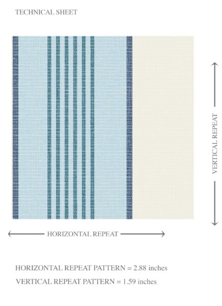 'Sea Holly' Geometric Striped Wallpaper (Blue/ Cream) - Image 8