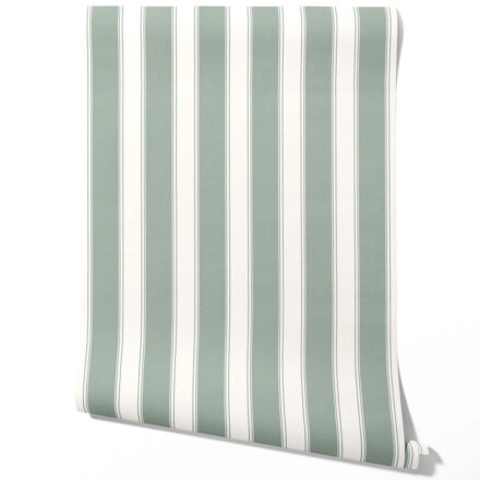 'Dinnigan' Geometric Striped Wallpaper (Sage Green/ Grey)
