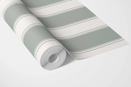 'Dinnigan' Geometric Striped Wallpaper (Sage Green/ Grey) - Image 3