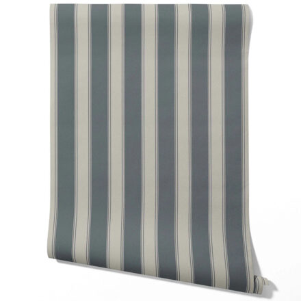 'Elderflower' Neutral Geometric Striped Wallpaper (Slate Grey)