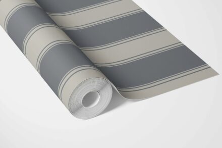 'Elderflower' Neutral Geometric Striped Wallpaper (Slate Grey) - Image 3