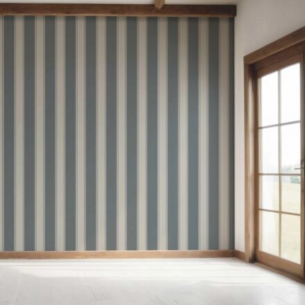 'Elderflower' Neutral Geometric Striped Wallpaper (Slate Grey) - Image 7