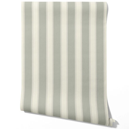 'Celestial' Neutral Geometric Striped Wallpaper (Sage Grey)